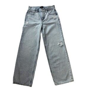 J.Crew Womens Jeans 24 Light Wash 90s Vintage High Rise Baggy Distressed Denim